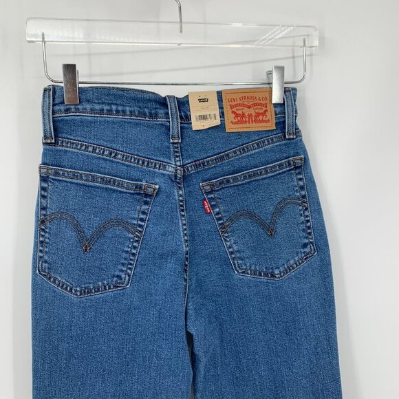 Levis Wedgie Straight jeans denim blue high rise button fly silver ombre new 26 - Picture 4 of 6